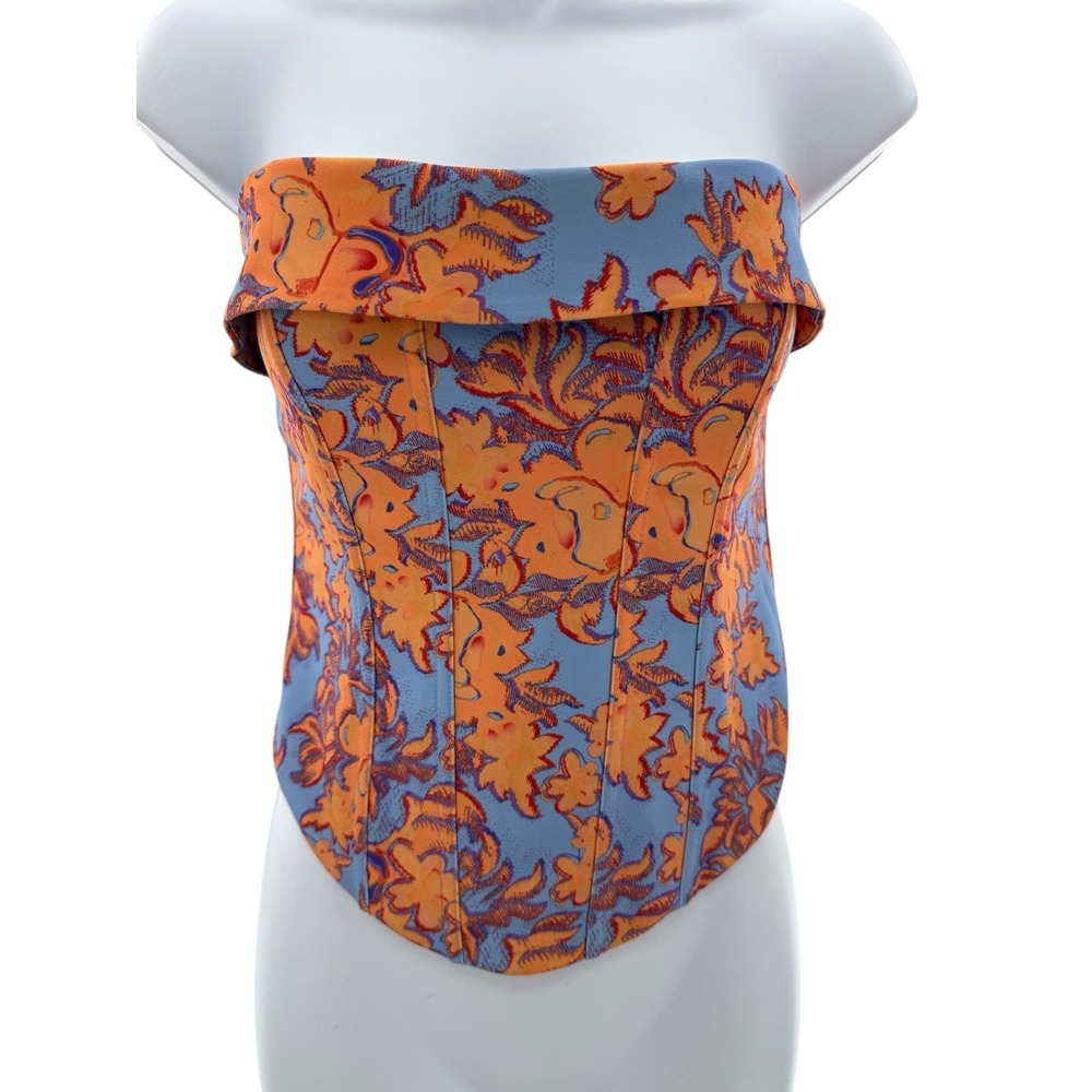 White Fox Orange Floral Strapless Skirt Set‎ M/L NWT Summer Party Travel - Picture 4 of 13